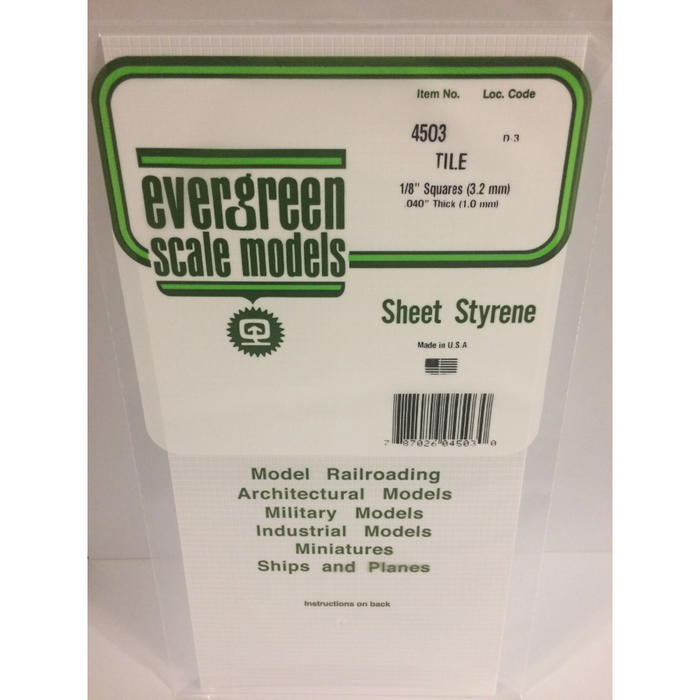 Evergreen 4503 Square Tile White (0.040in) 1.0 x 150 x 300 mm