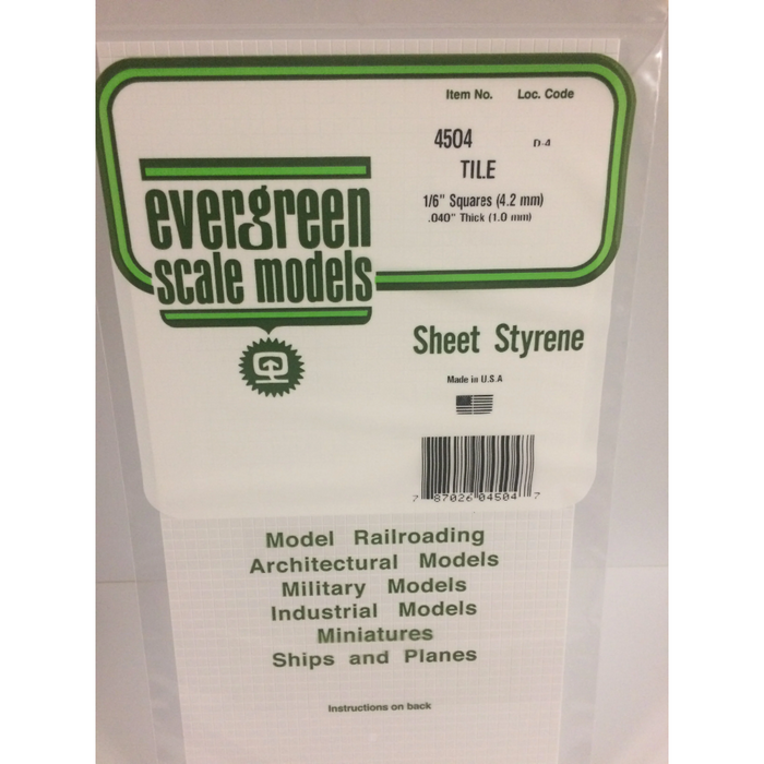 Evergreen 4504 Square Tile White (0.040in) 1.0 x 150 x 300 mm