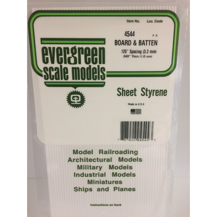 Evergreen 4544 Board & Batton White (0.040in) 1.0 x 150 x 300 mm