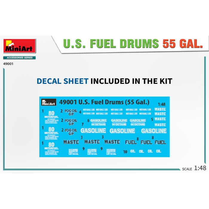 MiniArt 49001 1:48 U.S. Fuel Drums 55 Gal.