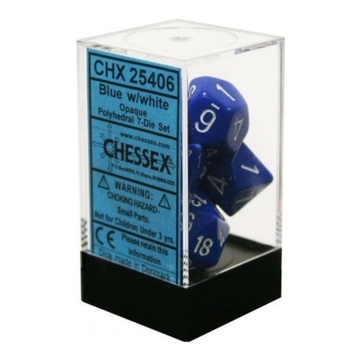 Chessex CHX-25406 Opaque Polyhedral Blue/white7-Die Set