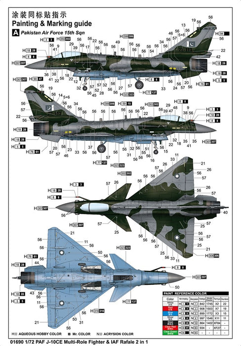 Trumpeter 01690 1:72 PAF J-10CE Multi-Role Fighter & IAF Rafale 2 in 1