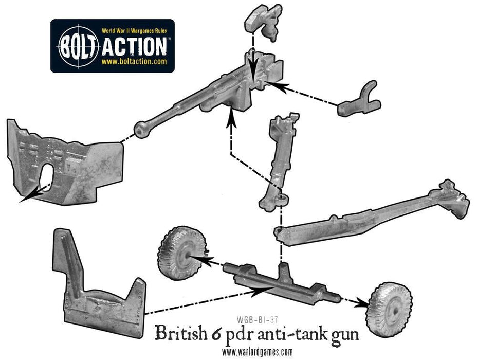 Bolt Action British Army 6 Pounder Anti Tank Gun