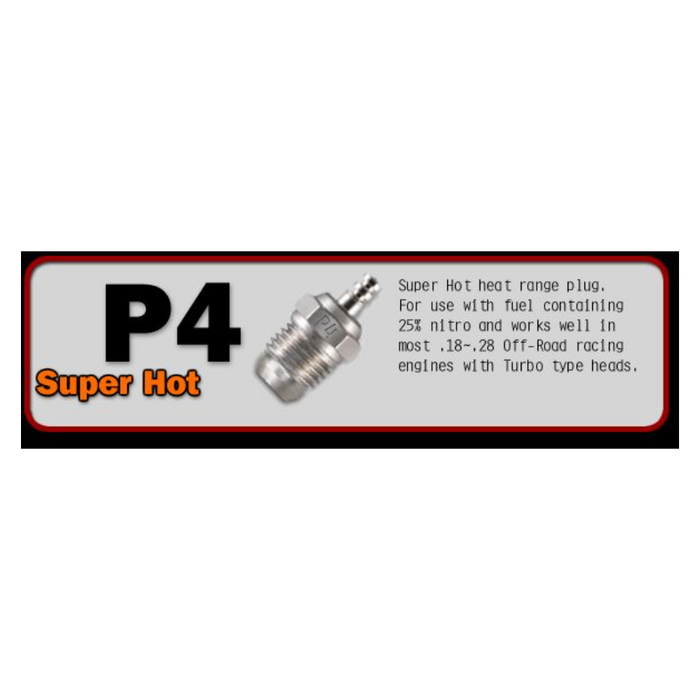 O.S. P4 Turbo Glow Plug - Super Hot Heat