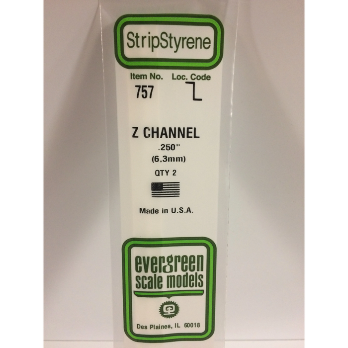 Evergreen 757 Z Channels 0.250  x 14 in (6.3 x 350 mm)
