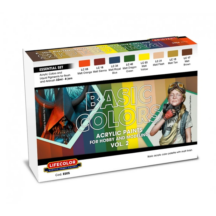 Lifecolor ES05 Basic Colours for Hobby & Modelling Vol. 2 (8 pk - 22ml)