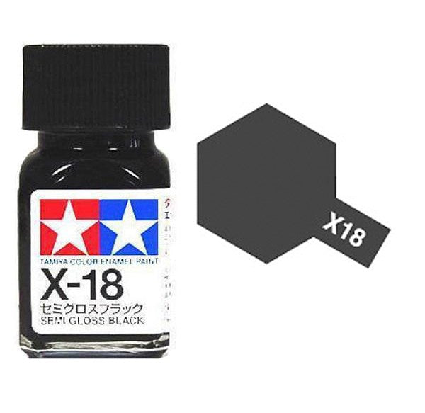 Tamiya 80018 X-18 SEMI GLOSS BLACK Enamel Paint - 10ml