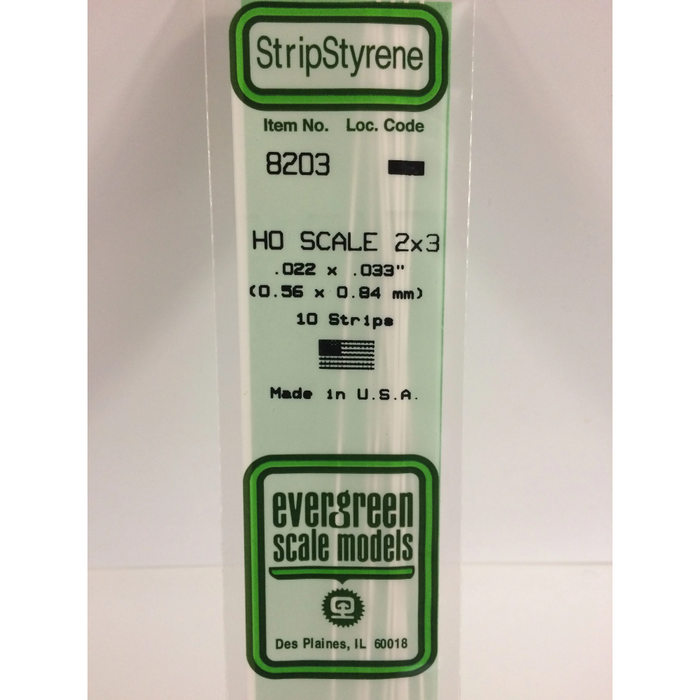 Evergreen 8203 HO Scale Strips 2 x 3 0.6 x 0.8 x 350 mm (0.022 x 0.033 x 14 in)