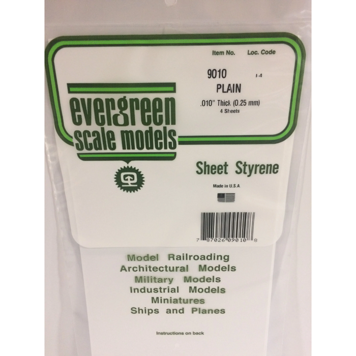 Evergreen 9010 White Sheets White (0.010in) 0.25 x 150 x 300 mm