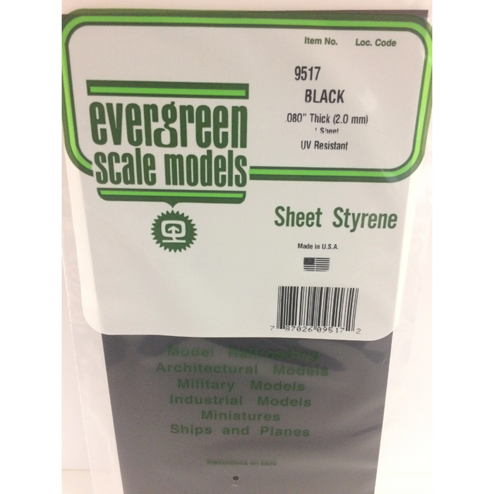 Evergreen 9517 Black Sheets Black (0.080in) 2.0 x 150 x 300 mm