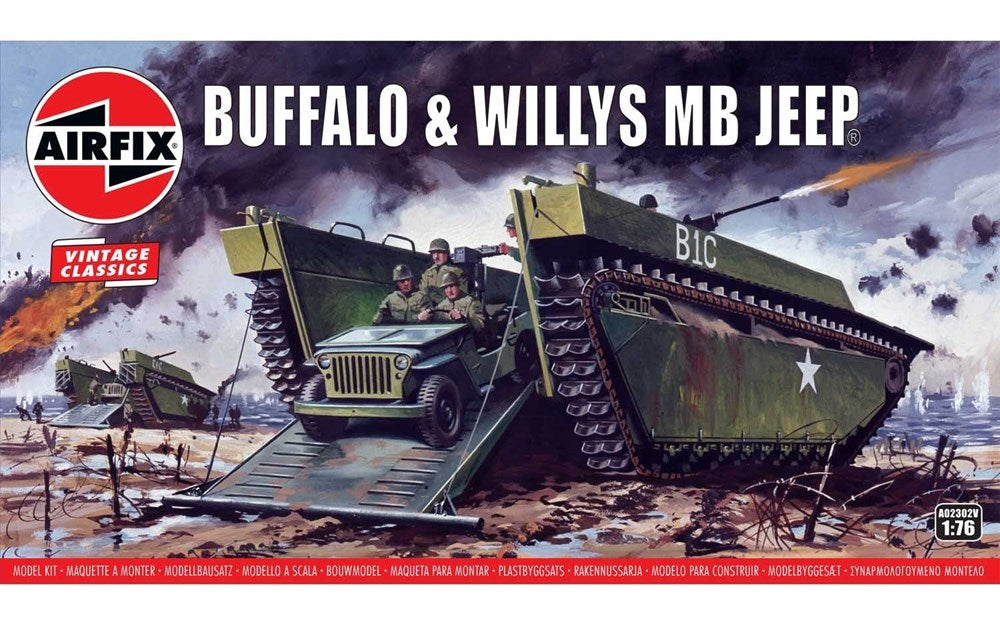 Airfix A02302V 1:76 Buffalo Amphibian &amp; Jeep - Vintage Classics
