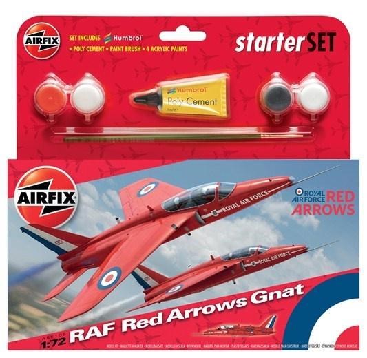 Airfix A55105 1:72 Red Arrows Gnat - Small Starter Set - Potentially Faulty Paints/Glue (No guarantee on paint - Sold AS-IS)