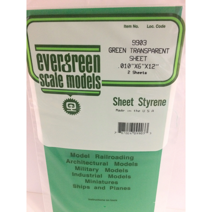 Evergreen 9903 Transparent Coloured Sheets Green (0.010in) 0.25 x 150 x 300 mm