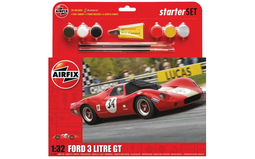 Airfix A55308 1:32 Ford 3 Litre GT - Large Starter Set - Potentially Faulty Paints/Glue (No guarantee on paint - Sold AS-IS)