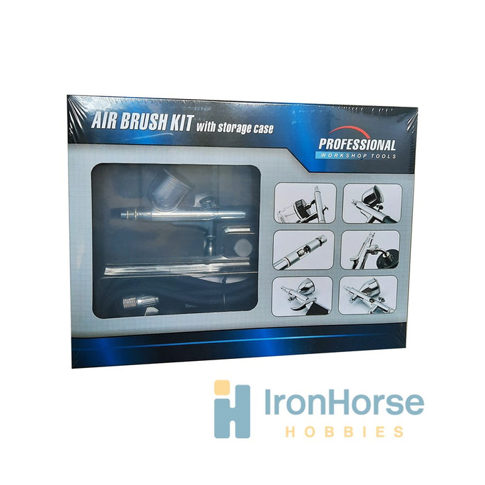 Fengda AC-120 (AS18-2K2) Airbrushing Combo Kit - AS18-2 Mini Compressor & BD-130 Dual-Action Airbrush with 0.2, 0.3 and 0.5mm needles/nozzles - also includes Cleaning Tools and 3m Braided Hose
