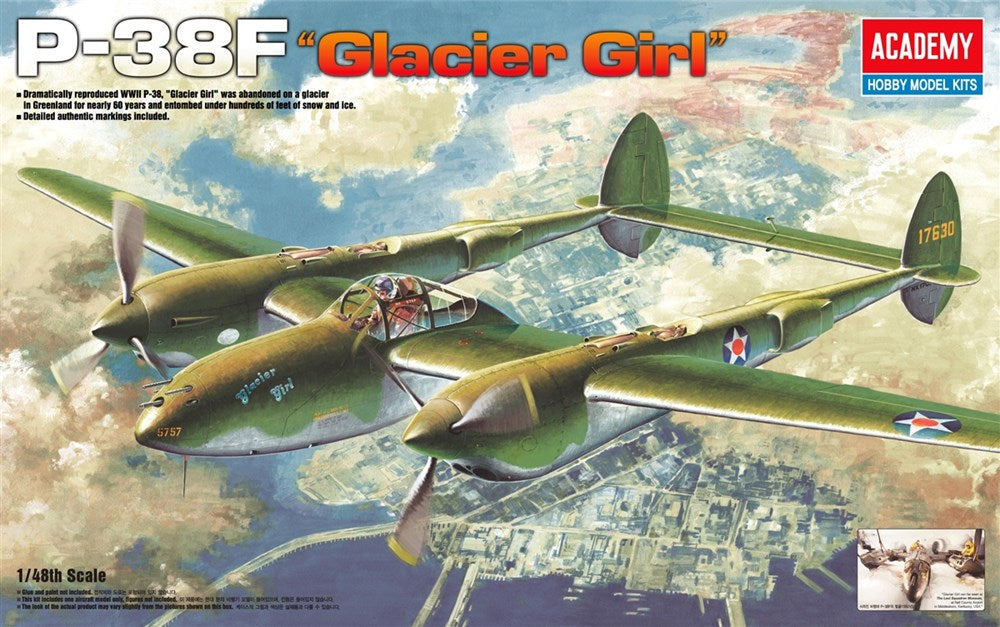 Academy 12208 1:48 P-38F Lightning 'Glacier Girl'