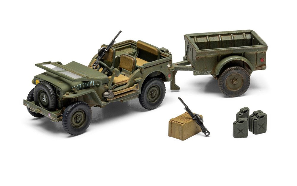 Airfix A02339 1:76 Willys Jeep Trailer &amp; 6PDR Gun