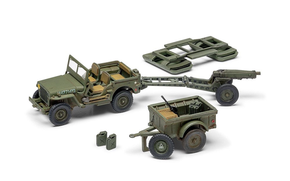 Airfix A02339 1:76 Willys Jeep Trailer &amp; 6PDR Gun