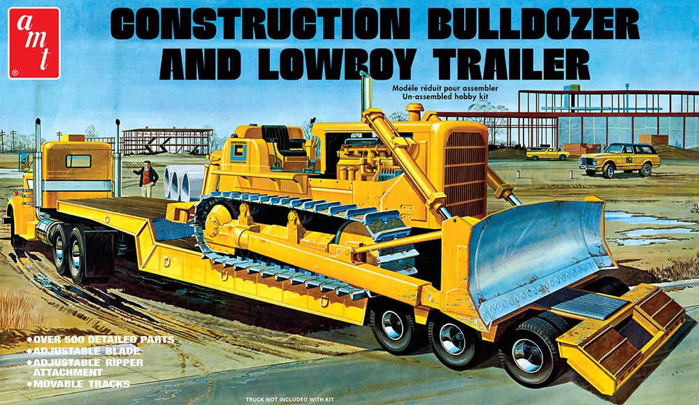 AMT 1218 1:25 Lowboy Trailer & Bulldozer Combo