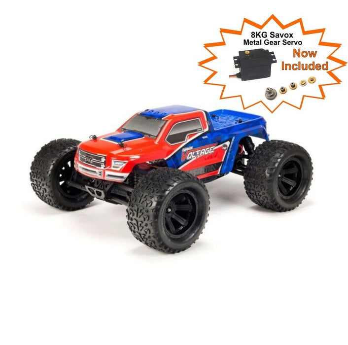 Arrma ARA102727IT1 Granite Voltage 2WD Mega 1:10 Monster Truck RTR Red/Blue Includes Metal Gear Savox Servo NiMh Battery & Charger