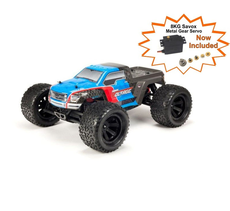 Arrma ARA102727IT2 Granite Voltage 2WD Mega 1:10 Monster Truck RTR Blue/Black Includes Metal Gear Savox Servo NiMh Battery & Charger
