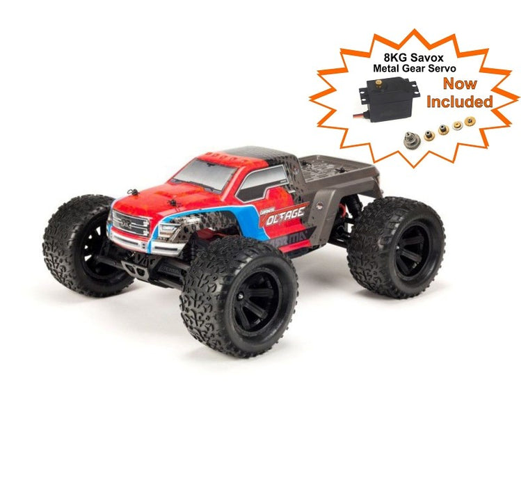 Arrma ARA102727IT3 Granite Voltage 2WD Mega 1:10 Monster Truck RTR Red/Black Includes Metal Gear Savox Servo NiMh Battery & Charger