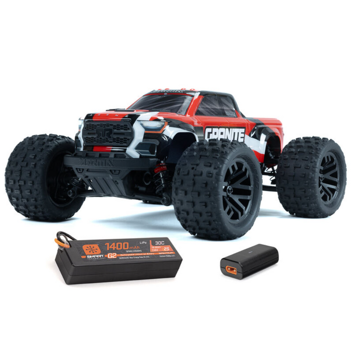 Arrma Granite Grom Mega 380 Brushed 4x4 Monster Truck RTR - Red (Battery & Charger included)