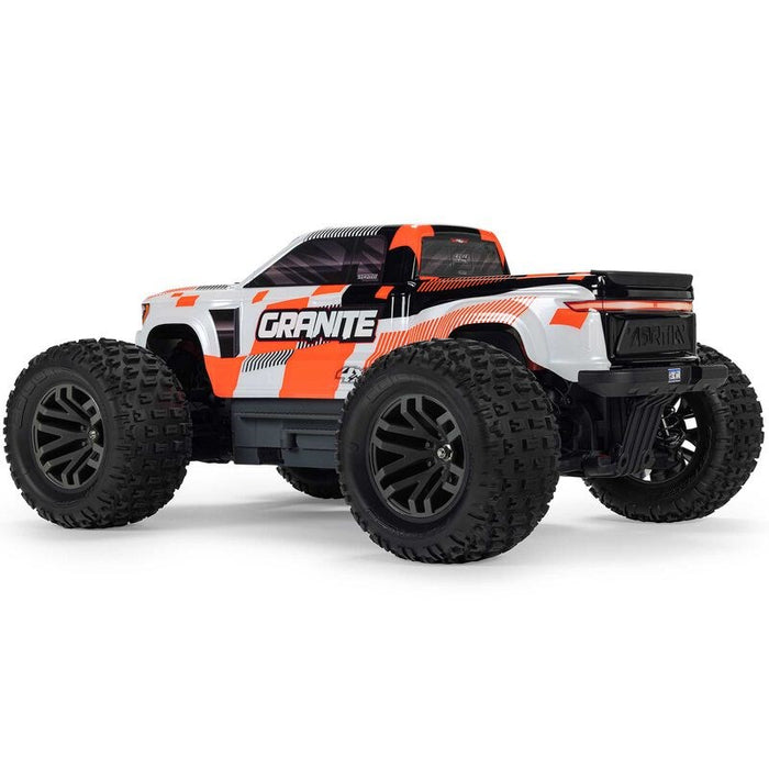 Arrma ARA4202V4T3 1:10 GRANITE MEGA 665 4X4 RTR Brushed Monster Truck, Orange (Requires Battery and Charger)