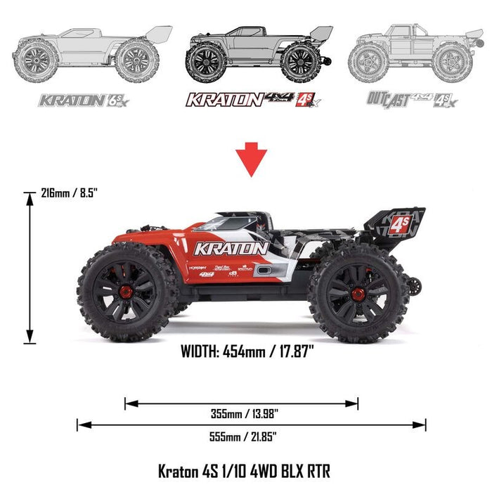 Arrma ARA4408V2T4 KRATON 4X4 4S BL 1:10TH 4WD SPEED MT with Center Diff, Green