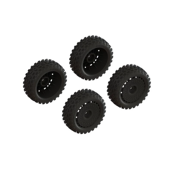 Arrma ARA550114 dBoots '2-HO' Tire Set Glued (Black) (2 Pairs) - Fits Typhon Grom