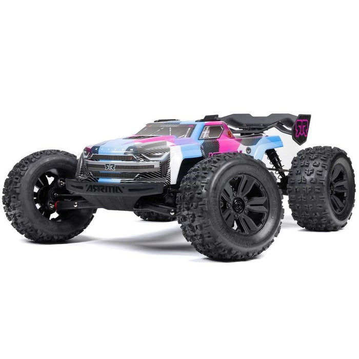 Arrma ARA8608V6T2 1:8 KRATON 6S V6 4X4 BLX Brushless Speed Monster Truck RTR, Blue/Pink