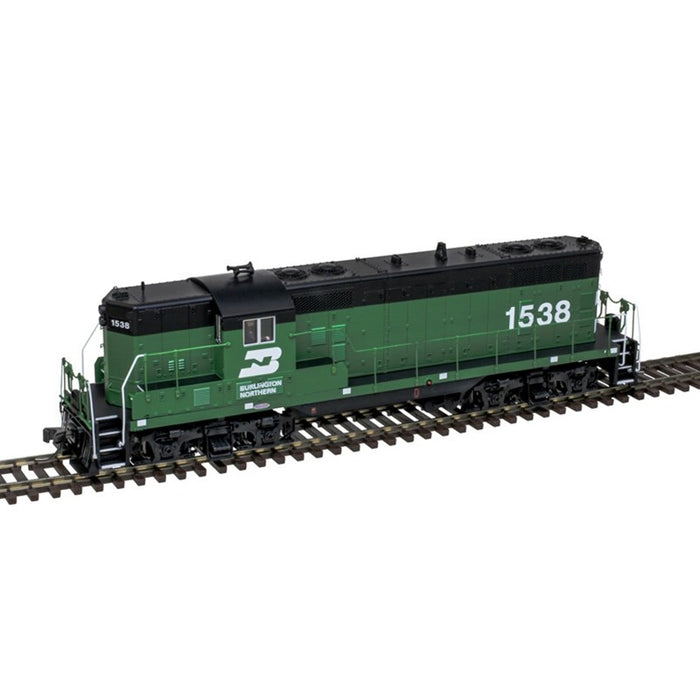 Atlas 10003943 HO EMD GP7 - Standard DC - Classic(R) Silver -- Burlington Northern 1554 (Cascade Green, black)