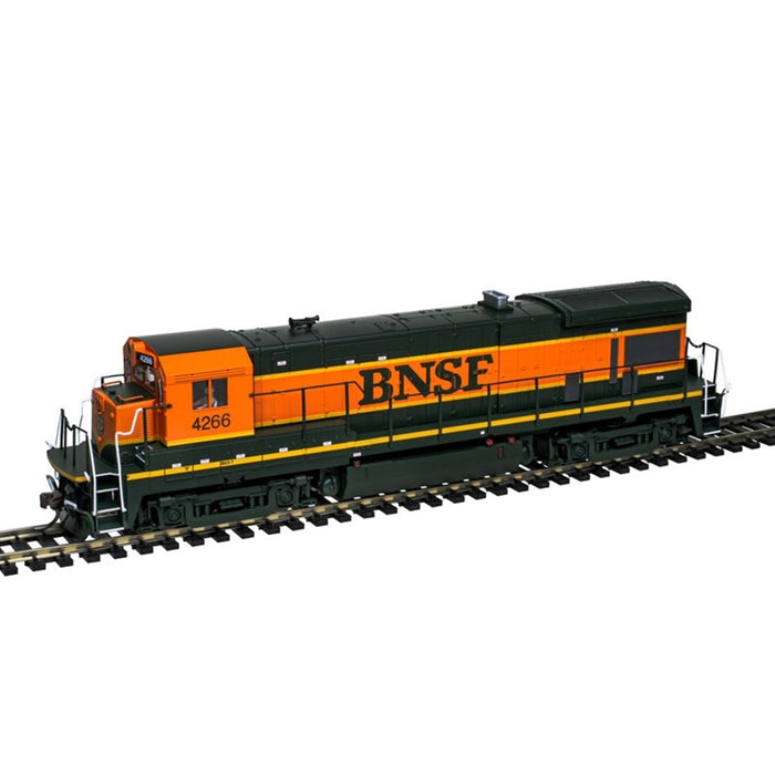 Atlas 10004696 HO GE B23-7 Low Nose - Standard DC - Master(R) Silver -- BNSF Railway #4266 (H1, orange, green, yellow)