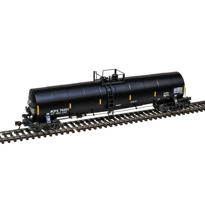 Atlas 20007617 HO ACF 23,500-Gallon Tank Car - Ready to Run - Master(R) -- ACFX #76351 (Reporting Marks Only; black, Yellow Conspicuity Marks)
