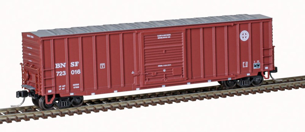 Atlas 50006352 N ACF 50' Precision Design Rib-Side Boxcar - Ready to Run - Master(R) -- Burlington Northern Santa Fe #722788 (Boxcar Red, white)