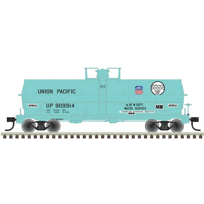 Atlas 50006601 N 11,000-Gallon Tank Car w/Platform - Ready to Run - Master(R) -- Union Pacific #909949 (MOW green, red, white, blue)