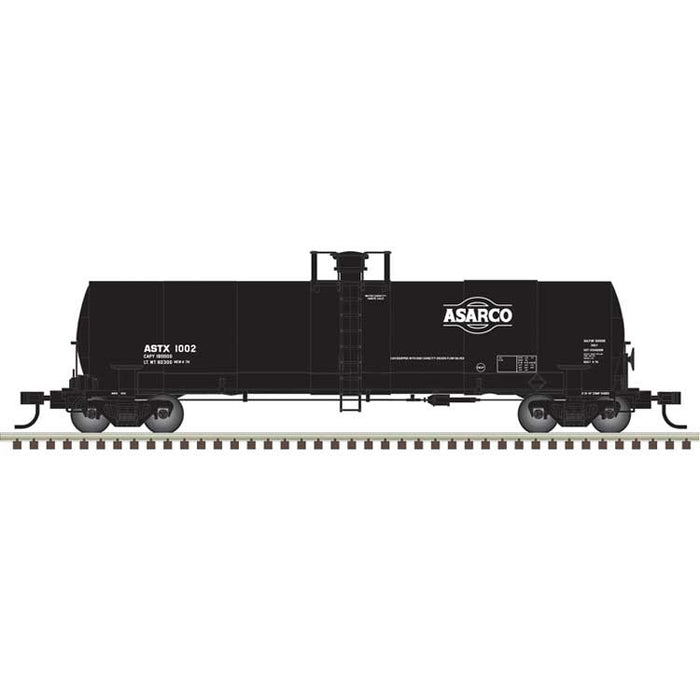 Atlas 50006898 N ACF 17,360-Gallon Tank Car - Ready to Run - Master(R) -- ASARCO ASTX #1002 (black, white)