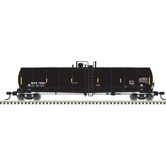 Atlas 50006967 N ACF 23,500-Gallon Tank Car - Ready to Run - Master(R) -- ACFX #76361 (black, reporting marks only, yellow conspicuity marks)