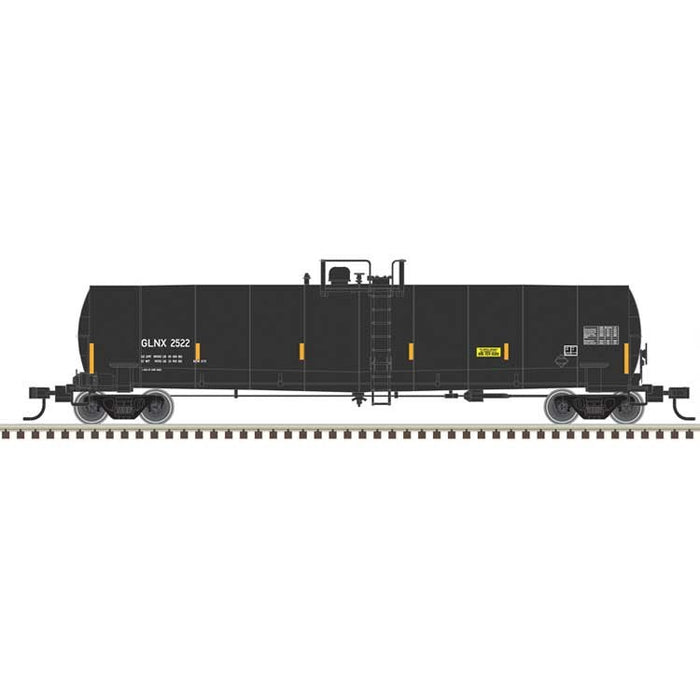 Atlas 50006974 N ACF 23,500-Gallon Tank Car - Ready to Run - Master(R) -- GLNX #2520 (black, reporting marks only, yellow conspicuity marks)