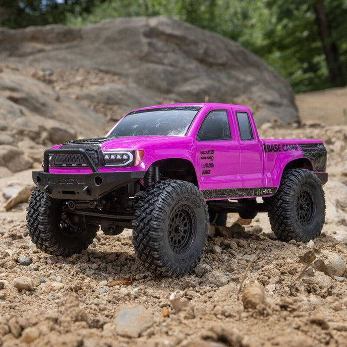 Axial SCX24 1/24 Base Camp 4x4 Rock Crawler Brushed RTR - Pink