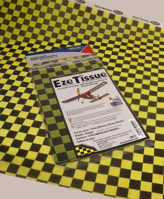 Deluxe Materials BD77 Eze Tissue Yellow and Black Chequer 3 Sheets