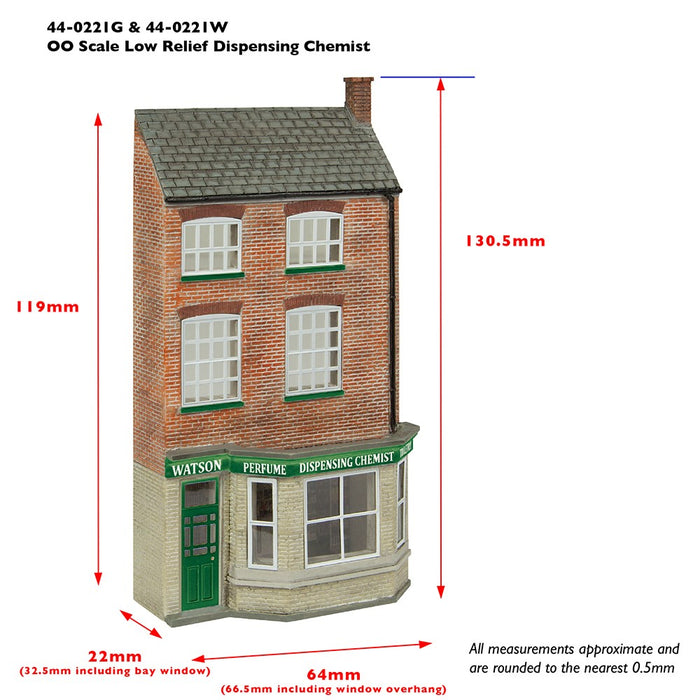 Scenecraft [1:76] 44-0221G Low Relief Dispensing Chemist Green