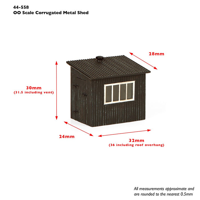 Branchline [OO] 44-558 Scenecraft Corrugated Metal Shed (32mm x 24mm x 32mm)