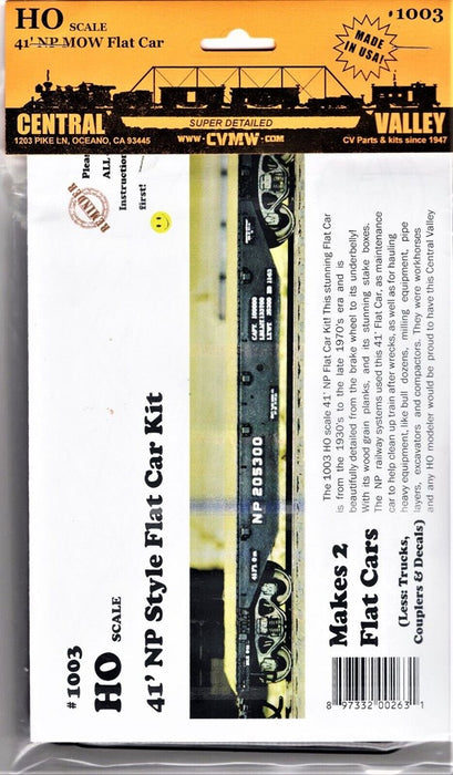 Central Valley 1003 HO NP 41' Flat Car Kit (2)