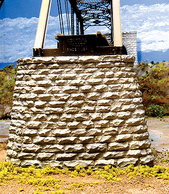 Chooch Enterprises 8430 HO Single-Track Cut Stone Bridge Pier w/Pointed End -- 11.7 x 2.5 x 9.5cm