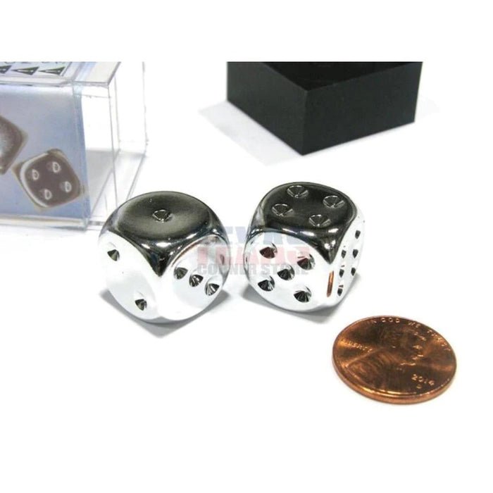 Chessex CHX-29007 Silver Metallic 16mm d6 Pair
