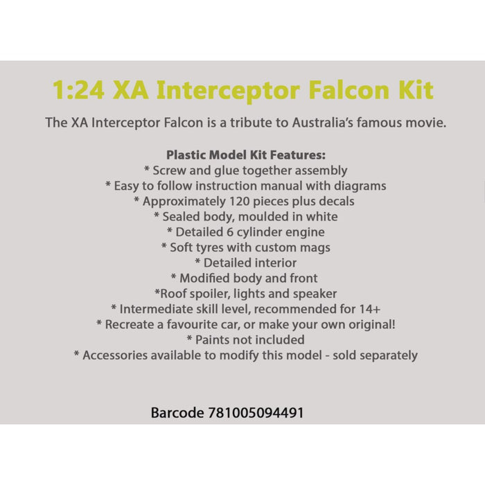 DDA-912K 1:24 Ford Falcon XA V8 Interceptor Plastic Model Kit