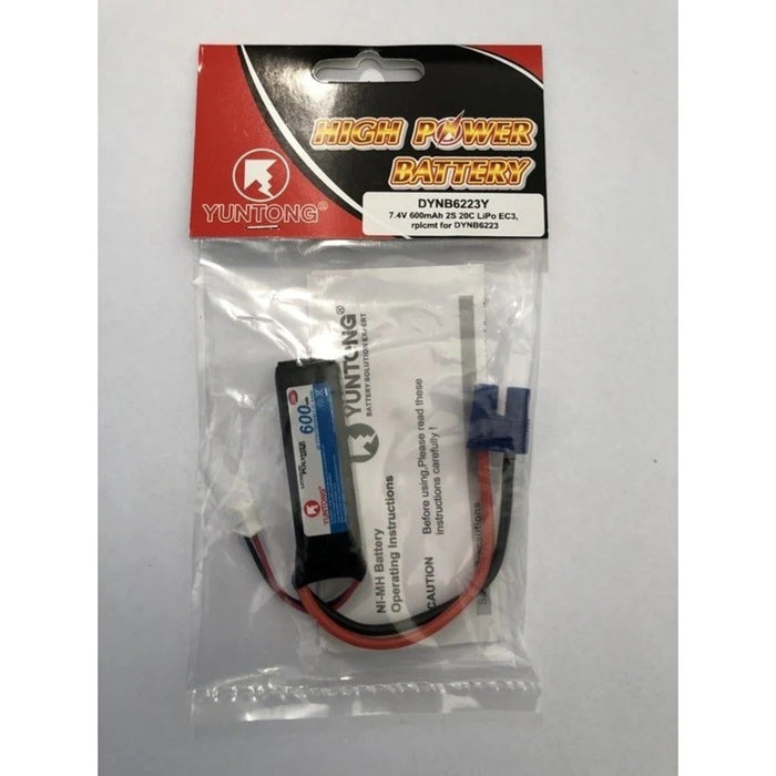7.4v 600mAh 2s 20C Lipo Batterry with EC3 plug. Suits Proboat Sprintjet.