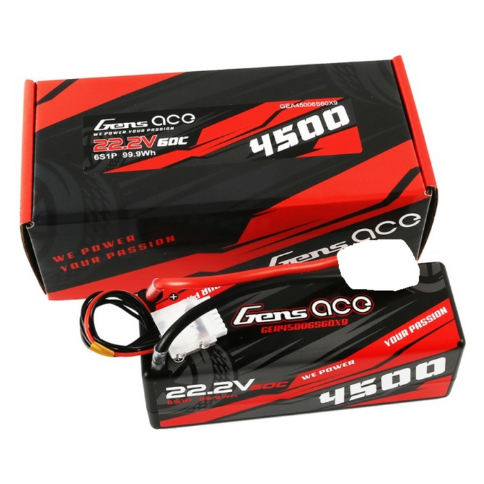 Gens Ace 4500mAh 6S 22.2V 60C 6S1P Hard Case LiPo Battery with EC5 Plug