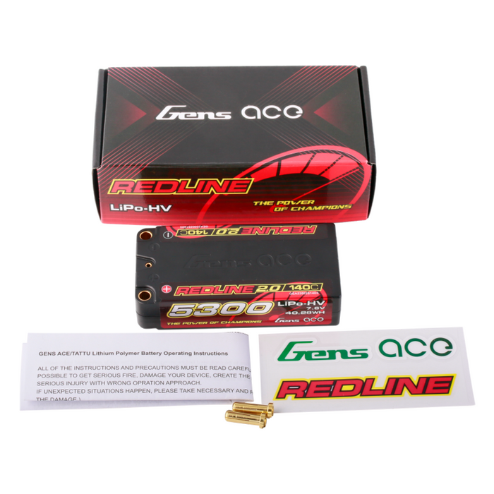 Gens Ace 5300mah 2S 7.6V 140C HardCase HV Shorty Redline 2.0 Lipo Battery IFMAR